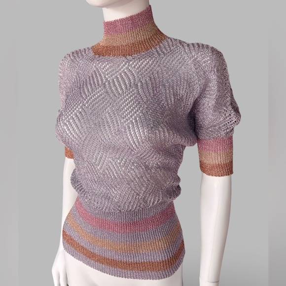 Vintage Tops - Vintage Purple and Pink Knit Top